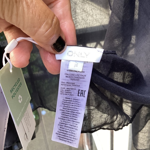 BNWT “ONLY” Luna Palm Beach Coverup Cardigan . L/XL.Black - Picture 5 of 5